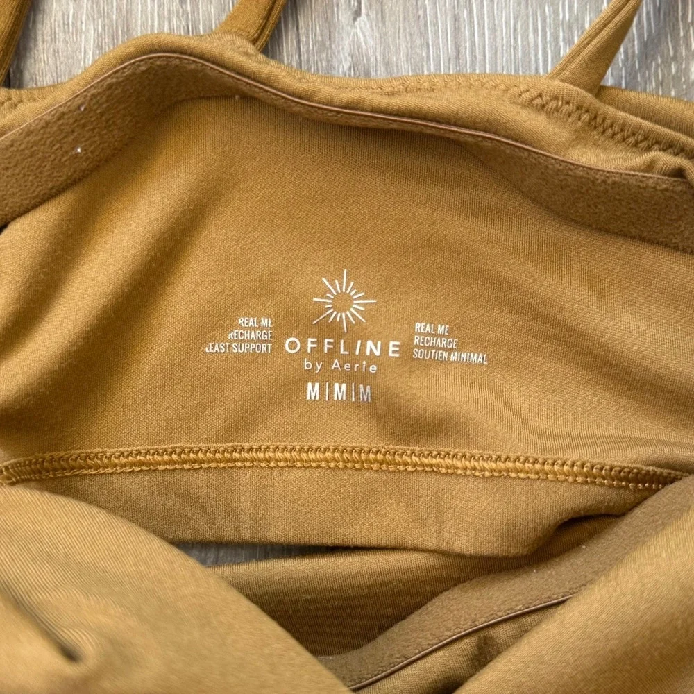 OFFLINE by Aerie Real Me Sports Bra Tank Top Women's M Mustard Yellow Gold